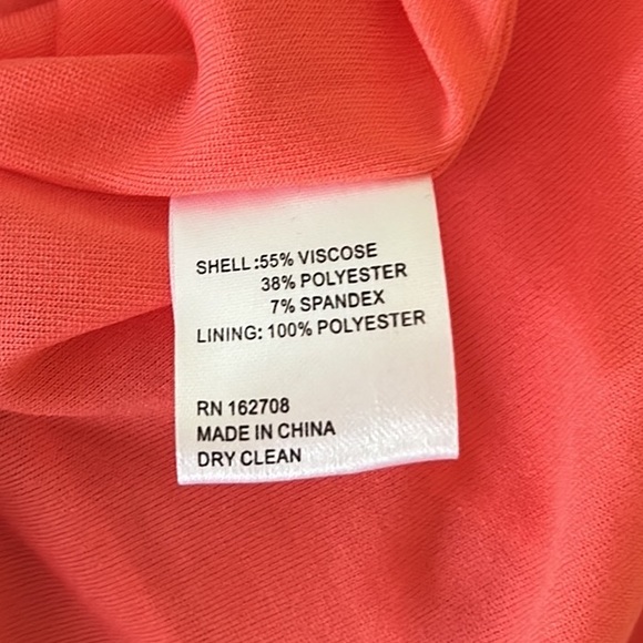 NWT LDT Brooke Pleated Coral Tangerine Draped Ruffe Knit Sheath Dress - 8 - Picture 11 of 13